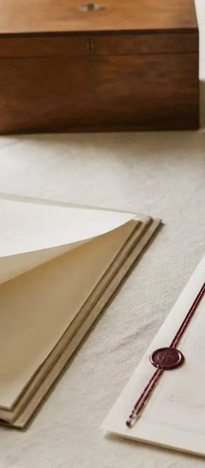 Dossier de succession familiale et acte notarié scellé posés sur une table claire