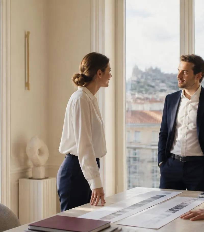 Dirigeant et conseillers M&A en réunion à Lyon autour du calendrier de vente d'une entreprise