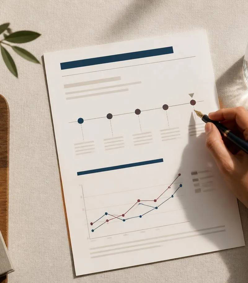 Clause de complément de prix earn-out annotée sur un échéancier de performance
