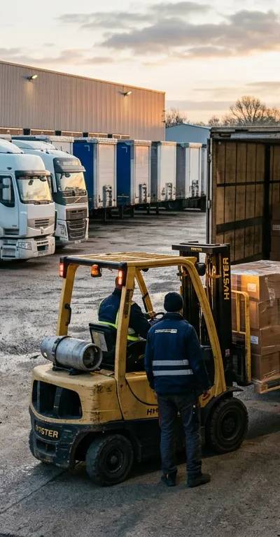 Illustration de l'activité de SDGT (transport routier de fret général (lots complets et palettes) avec prestations logistiques ; flotte d'environ 40 tracteurs et 50 semi-remorques, Carpiquet) — France Capital Transmission