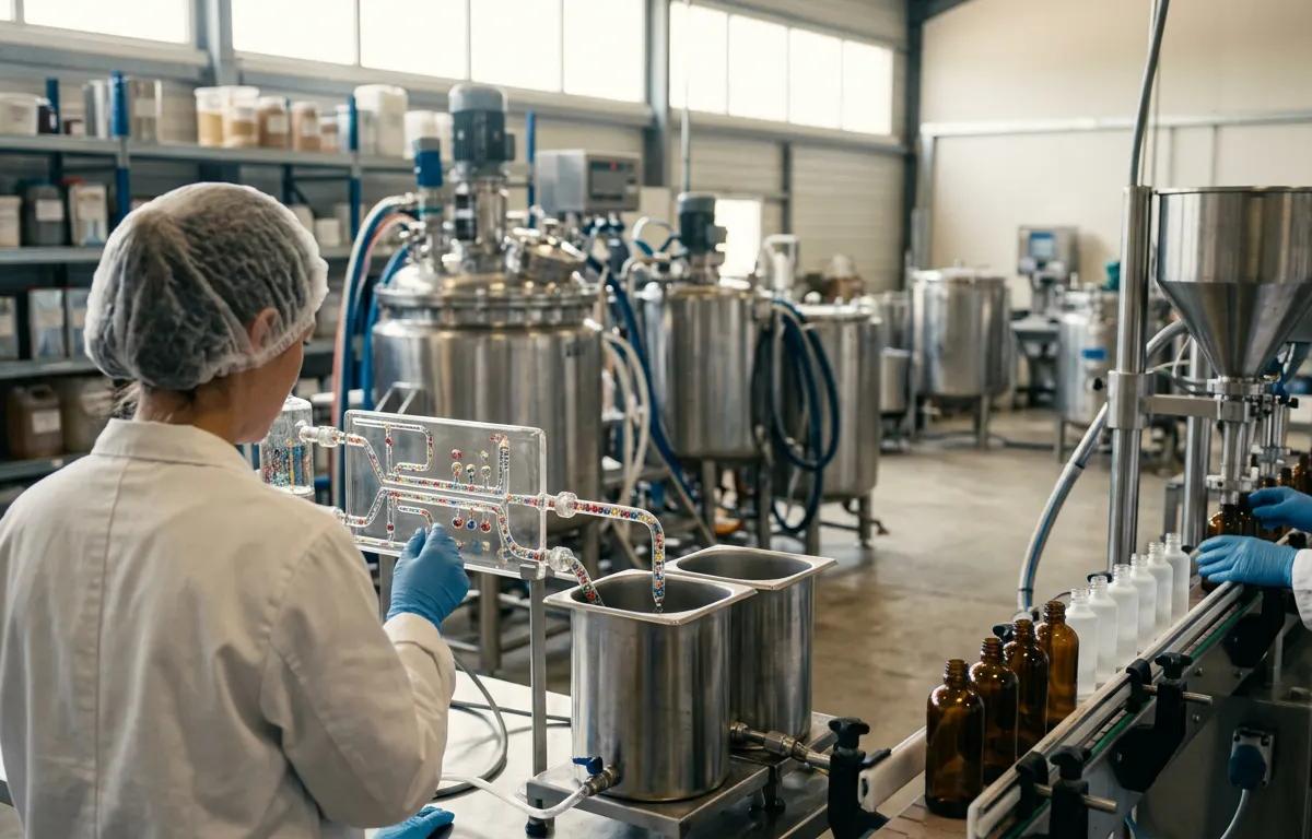Illustration de l'activité de Capsum (formulation et fabrication de produits cosmétiques pour des marques (soin, maquillage, parfum), microfluidique et encapsulation de principes actifs, Marseille) — France Capital Transmission