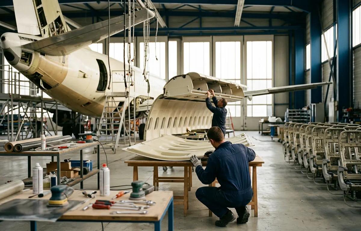 Illustration de l'activité de Aircraft Cabin Leader (Rénovation et maintenance de cabines d'avions : aménagement, peinture, réparation de composites, contrôle non destructif, Chennevières-lès-Louvres) — France Capital Transmission